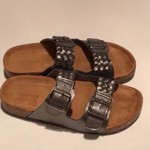 NEW MAURICES SANDALS SHOES BRAID BUCKLE like  Birkenstock style 6 silver gray